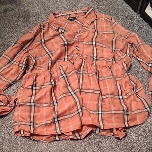 torrid  Plaid Peplum Button-Front Tunic